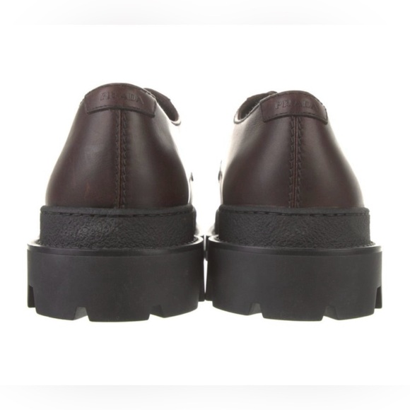 Prada 2024 Monolith Brown Leather Derby Shoes (BRAND NEW :Store display) Size 11 - Picture 5 of 9